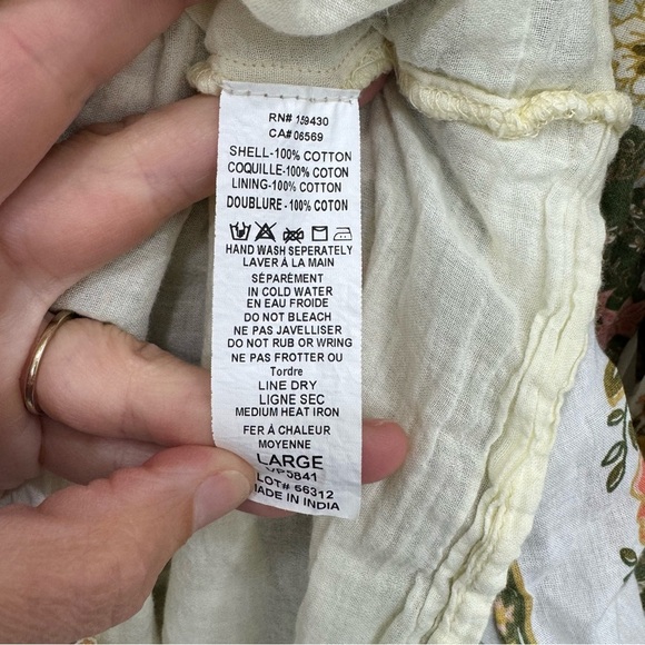 Elan Athena Floral Boho Festival Mini Dress Jade Monterey 100% Cotton Sz Large - Picture 4 of 8